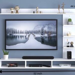 Aariwoody Futuristic Carving Engineered Wood TV Entertainment Unit  (Finish Color - White, DIY(Do-It-Yourself))
