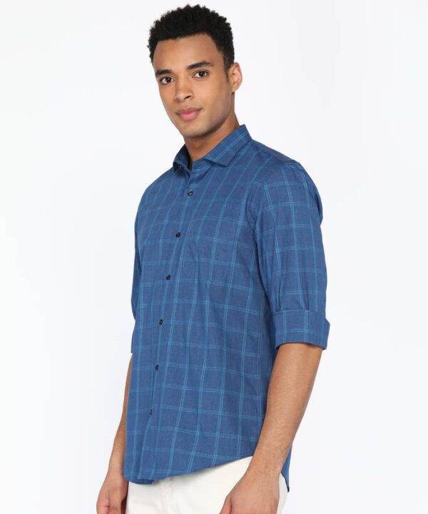 Men Slim Fit Checkered Formal Shirt - Image 5