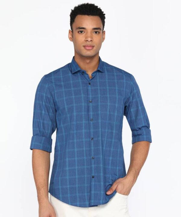 Men Slim Fit Checkered Formal Shirt