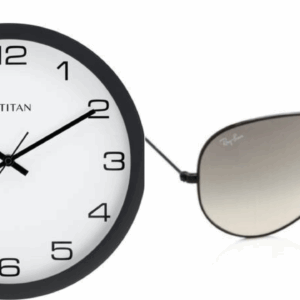 Titan Analog 30 cm X 30 cm Wall Clock (Black, With Glass, Standard)    UV Protection Aviator Sunglasses (58) (For Men & Women, Grey)