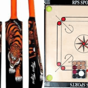 HF TIGER Edition Full Size (Ideal for 15+) Hard PLastic For tennis Ball PVC/Plastic Cricket Bat For 15+ Yrs (800 g)    RPS sports CARROM BOARD 26X26 WITH WOOD COINS & POWDER 65 cm Carrom Board (Beige)
