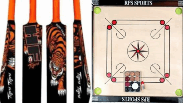 HF TIGER Edition Full Size (Ideal for 15+) Hard PLastic For tennis Ball PVC/Plastic Cricket Bat For 15+ Yrs (800 g)    RPS sports CARROM BOARD 26X26 WITH WOOD COINS & POWDER 65 cm Carrom Board (Beige)