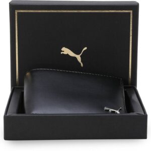 Men Black Genuine Leather Wallet  (3 Card Slots)