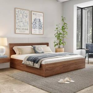 Wakefit Taurus Engineered Wood Queen Box Bed  (Finish Color - Columbian Walnut, Delivery Condition - Knock Down)