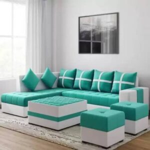 LSI SIGNATURE BLACK LEFT Leatherette 8 Seater Sofa  (Finish Color - BLACK, DIY(Do-It-Yourself))
