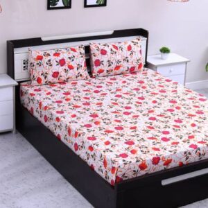 Flipkart SmartBuy 104 TC Cotton Double Floral Flat Bedsheet  (Pack of 1, Multicolor)