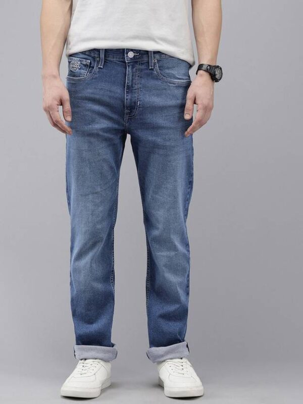 Men Slim Mid Rise Blue Jeans