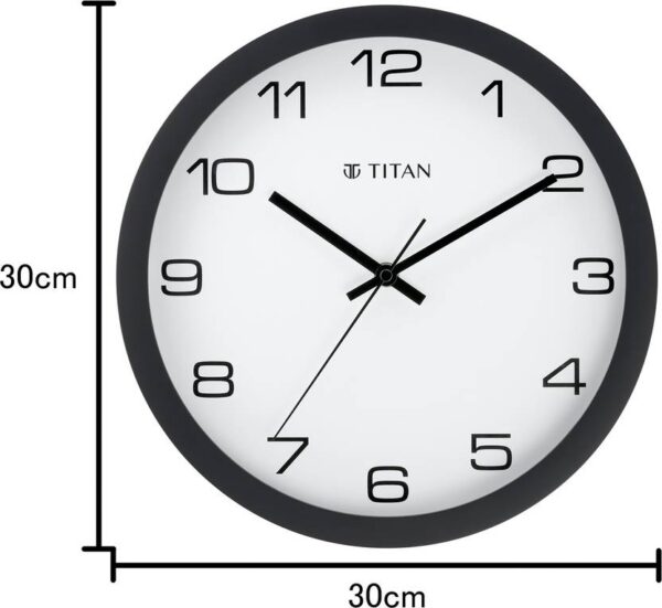 Titan Analog 30 cm X 30 cm Wall Clock  (Black, With Glass, Standard) - Image 3